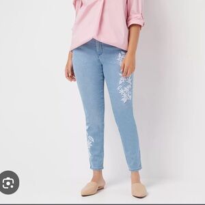 Martha Stewart floral embroidered jeans